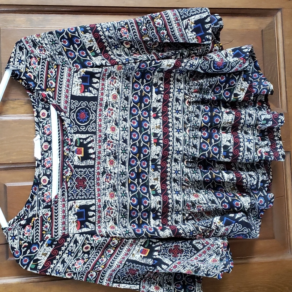 Peach Royal Ruffled Tribal Boho Top